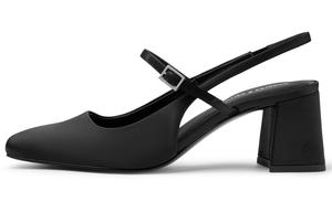 CHARLES&KEITH Сандалии на массивном каблуке Small Ck с высотой каблука 7,7 см для женщин - черные текстурированные, цвет BLACK TEXTURED Black Textured