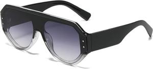 Квадратные женские солнцезащитные очки, модные цельные очки с прозрачными линзами и градиентным зеркальным покрытием, защита от УФ-излучения UV400, мужские солнцезащитные очки в стиле панк 2203 Melrose, Grey