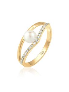 Elli Кольцо для помолвки из серебра 925 пробы, геометрический узор в золоте