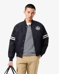 Мужская куртка-бомбер из водоотталкивающего нейлона с вышитой синей нашивкой Lacoste, темно-синий