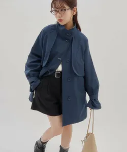 Тренч с цветной строчкой Discoat, цвет Navy