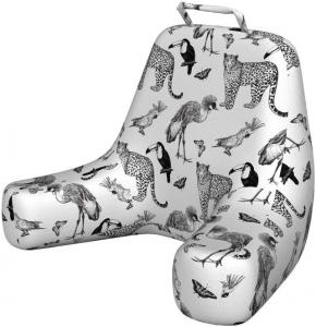 Наволочка для подушки для чтения Lunarable Wildlife, с рисунком экзотических животных джунглей: леопард, тукан, какаду, ягуар, мягкая набивная, размер XL, угольно-серый и белый цвета., Charcoal Grey And White