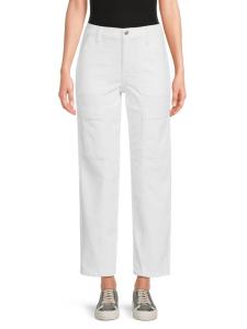 Брюки из эластичного хлопка с высокой талией DKNY, белый