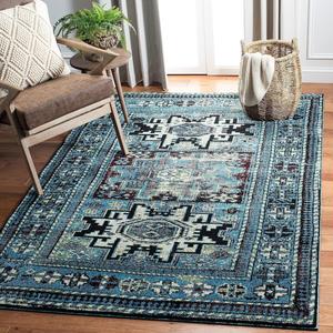 Ковер SAFAVIEH, 69 x 122 см, Vintage Hamadan Collection, Light Blue & Black, Oriental Design, Non-Shedding & Easy Care, идеален для помещений с высокой проходимостью: прихожая, гостиная, спальня (VTH213M)