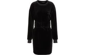 Armani Exchange Женское платье с длинными рукавами, черное, с круглым вырезом, средней длины