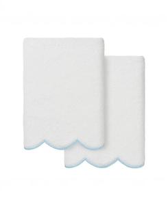 Набор из двух хлопковых полотенец для рук Adornia Scallop, 40 см x 76 см Linum Home, White, Blue, 2 Piece Hand Towel Set