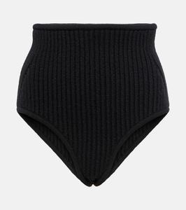 Трусики из смеси шерсти и кашемира Alaïa, черный