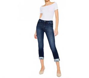 Узкие джинсы с манжетами в синем цвете KanCan