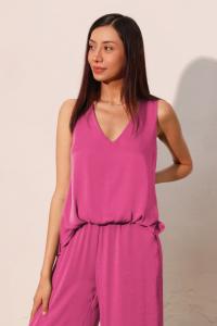 Топ из выстиранного полиэстера и шелка с защипами спереди TRUEDAMES, розовый