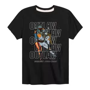 Футболка с принтом «Boba Fett Outlaw» для мальчиков 8–20 лет Star Wars, черный