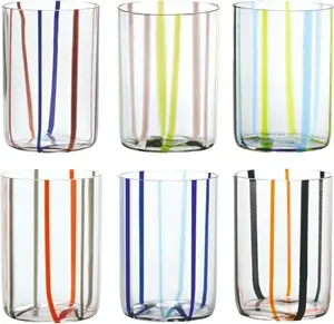 Набор стеклянной посуды Tirache Zafferano из двухцветного боросиликатного стекла. Коробка из 6 предметов зеленого и аметистового цветов. zafferano