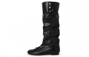 CHARLES&KEITH Маленькие черные высокие ботинки CK до колена 1,1 см женские, цвет Black