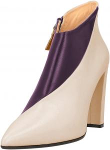 Женские ботильоны Maiyang с заостренным носком, двухцветной вставкой, на молнии сбоку, с массивным высоким каблуком, модные для вечеринок, шопинга и повседневной работы, размер 4-16 US, Purple-Beige