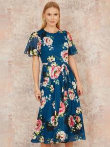 Платье миди из цветочной сетки Yumi, зеленый