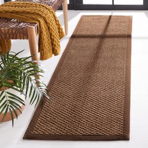 Ковер-дорожка SAFAVIEH, 61 x 366 см, Natural Fiber Collection, Chocolate, Sisal, плетеный дизайн с бордюром (NF525D)