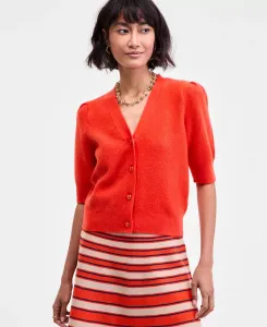 Женский кардиган с рукавами-фонариками и V-образным вырезом On 34th, оранжевый