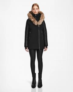 Женская приталенная короткая пуховая парка AURORE с рукавами из искусственной кожи Rudsak, черный