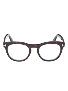 Очки круглой формы с петлями-декором Tom Ford, коричневый
