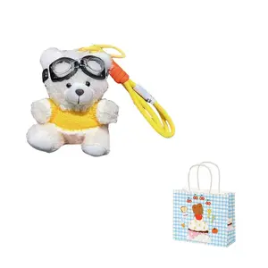 Плюшевый кулон Curl Bear Pilot высотой 15 см DIAIWAI, желтый/белый