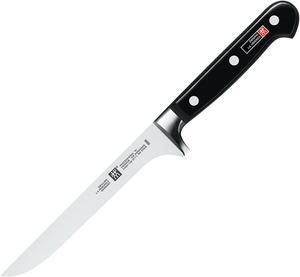 Профессиональный нож для разделки мяса Zwilling S, длина лезвия 14 см, узкое лезвие, рукоятка из нержавеющей стали/пластика с заклепками, черный [Сделано в Германии]