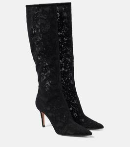 Сапоги Claudia 85 со шнуровкой до колена Gianvito Rossi, Black+Black+Black