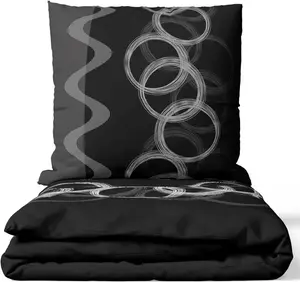 Постельное белье 155х220 + 80х80 см серо-черные круги на молнии, комплект из 4 предметов leonado vicenti