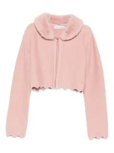 Кардиган с меховым воротником и волнистыми краями Abel & Lula, розовый