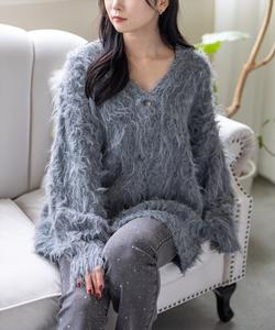 пушистый вязаный кардиган