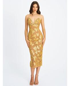 Женское платье-футляр Edie Gold с бисером и пайетками Miss Circle, Gold