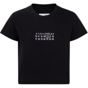Футболка кроп с цифровым принтом MM6 Maison Margiela, черный