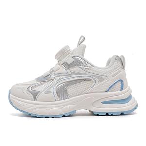 Детские кроссовки для бега Cloud Sail Series с противоскользящей подошвой, легкой амортизацией и низким верхом WARRIOR, белый/синий/серебряный