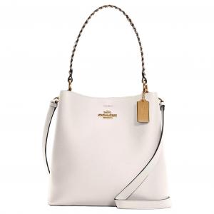 COACH Городская кожаная сумка через плечо с отделкой из полированной гальки среднего размера женская меловая белая