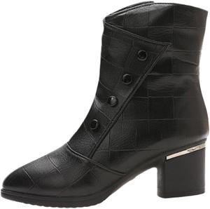 Женские большие модные массивные ботинки на платформе с толстой подкладкой для тепла и комфорта. Дизайн с боковой молнией. Подходят для повседневной носки и разнообразного стиля. FmShi, Black