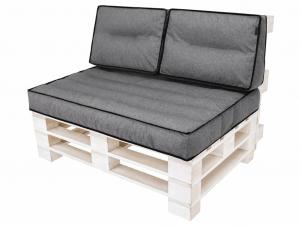 Комплект подушек для поддонов Amilian, садовая подушка со спинкой, подушка для скамейки, подушка для сиденья для европоддонов, подушка для сиденья: 60x120 см + 2 x 40x60 см Stanislaw Jurga, черный