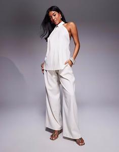 Широкие брюки с глубокими складками цвета «песок» Asos Design