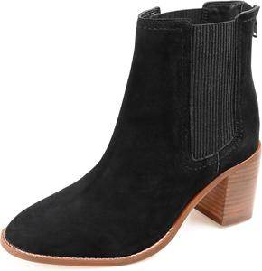 Женские Ботинки Journee Collection Signature из Натуральной Кожи Tazlyn Chelsea с Ребристой Эластичной Обувной Верхней Частью, Круглый Носок и Каблук из Слоеного Дерева, черный
