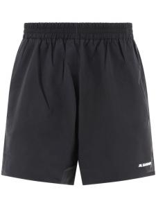 Jil Sander шорты с резинкой на талии и логотипом, черный