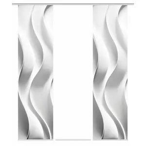 Раздвижная штора JAIR Набор панелей на направляющей 3 шт., комплект раздвижных штор, шелковистый вид, цифровая печать Home Wohnideen, серый