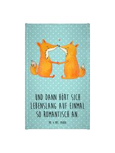 Mr. & Mrs. Panda Полотенце с изображением лис и надписью бирюзового пастельного цвета