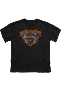 Футболка с коротким рукавом "Супермен: Железный огненный щит" для детей Gildan, черный