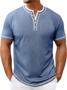 Футболка Henley с коротким рукавом и V-образным вырезом, Slim Fit, Colorblock RSZGSWS