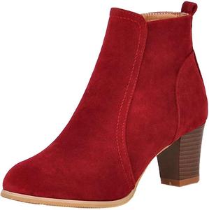 Женские ботильоны KOKOMOMO на среднем каблуке из искусственной замши с молнией, осенне-зимняя обувь для женщин, Wine