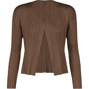 Плиссированный кардиган с длинными рукавами PLEATS PLEASE ISSEY MIYAKE, Umber