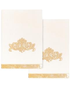 Набор банных полотенец из турецкого хлопка, украшенный вышивкой, 2 предмета Linum Home, бежевый