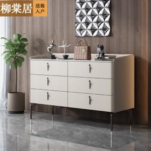 Liutangju Комод 120 см для спальни из массива дерева и шпона, 6 ящиков, современный минимализм