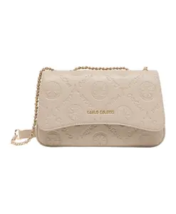 Элегантная сумка через плечо с тисненым логотипом. Carlo Colucci, серый