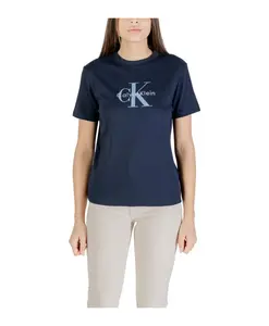 Синяя футболка с короткими рукавами и принтом Calvin Klein Jeans, синий