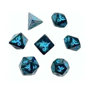 Poly Set Swirl — Морской с синим (7), Dragon Dice (Black Oak)