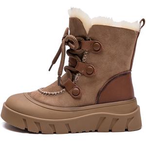 Теплые короткие зимние сапоги женские MATA, Yellow Brown