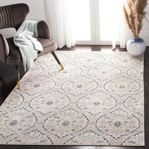 Ковер SAFAVIEH, 183 x 275 см, Brentwood Collection - Light Grey & Blue, цветочный дамасский узор Ogee Trellis, без линьки и простой в уходе, идеален для помещений с высокой проходимостью в гостиной, спальне (BNT860G)